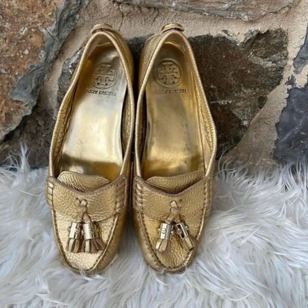 Tory Burch lawrence metallic tumbled leather shoe size 6.5